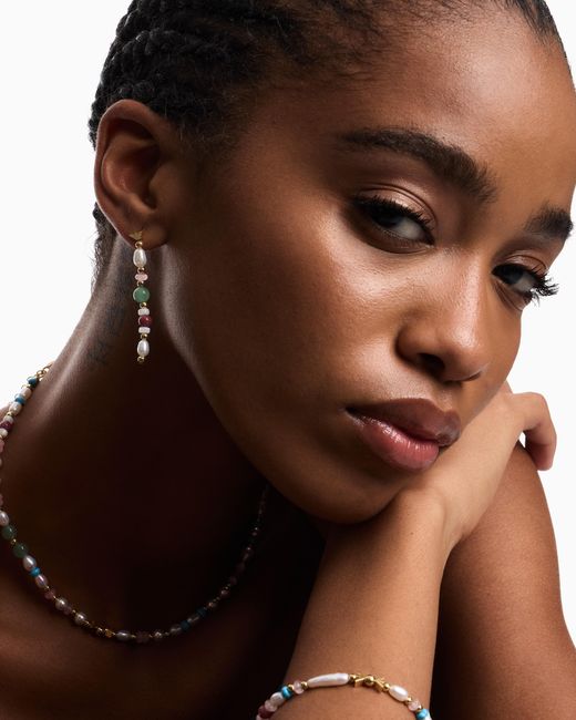 Emporio Armani White Pearl Beaded Drop Earrings