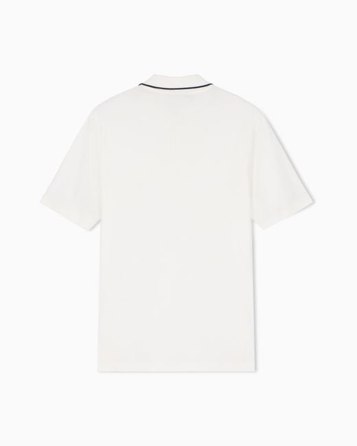 Emporio Armani White Travel Essential Lyocell Blend Jersey Polo for men