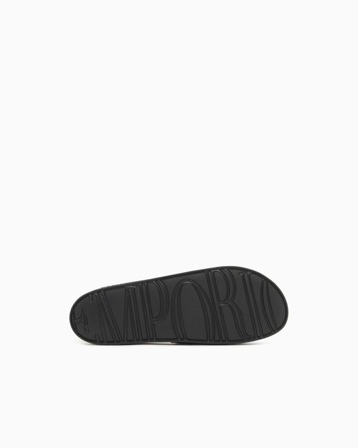 Emporio Armani White Pvc Sliders With Oversized Eagle