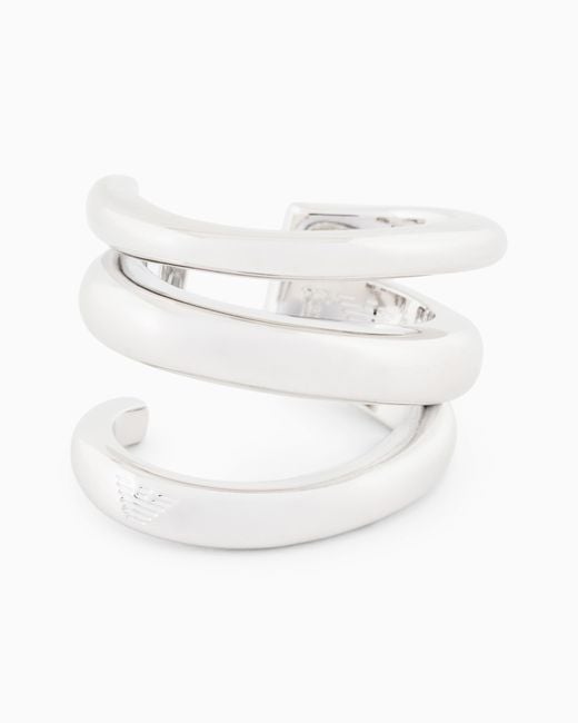 Emporio Armani White Tone Brass Cuff Earring