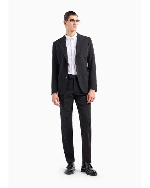 Emporio Armani Black Single-breasted Suit In Virgin-wool Two-way Stretch Canvas for men