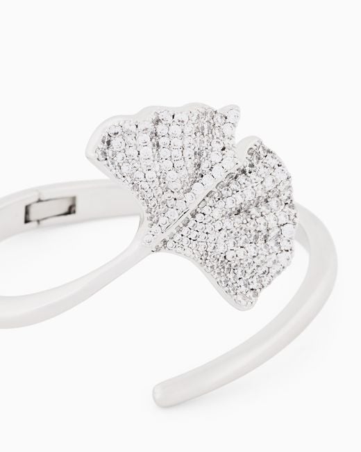 Emporio Armani White Tone Brass Cuff Bracelet