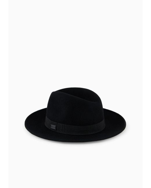 Emporio Armani Black Felt Fedora Hat for men