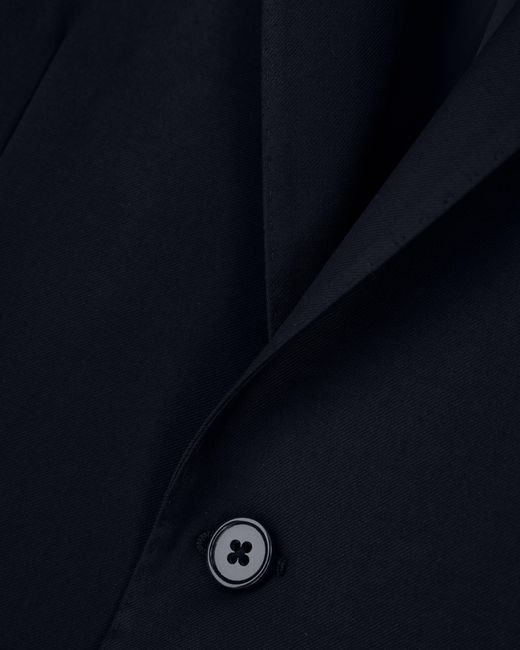 Emporio Armani Blue Plain Worsted Wool Single-Breasted Jacket for men