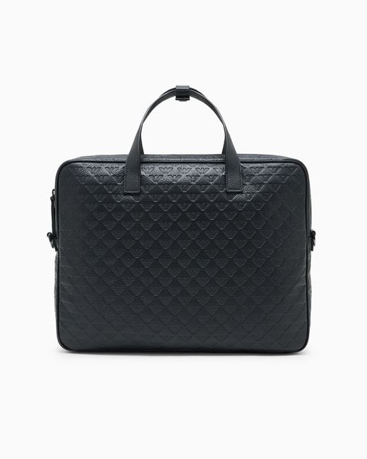 Sac Business En Cuir Avec Aigle Estampé All Over Emporio Armani pour homme en coloris Black