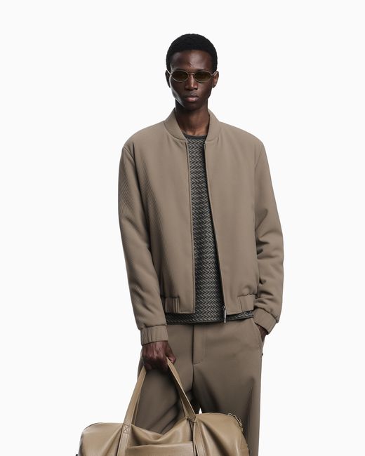 Emporio Armani Brown Icon 3D Piqué-Effect Crêpe Jersey Trousers for men