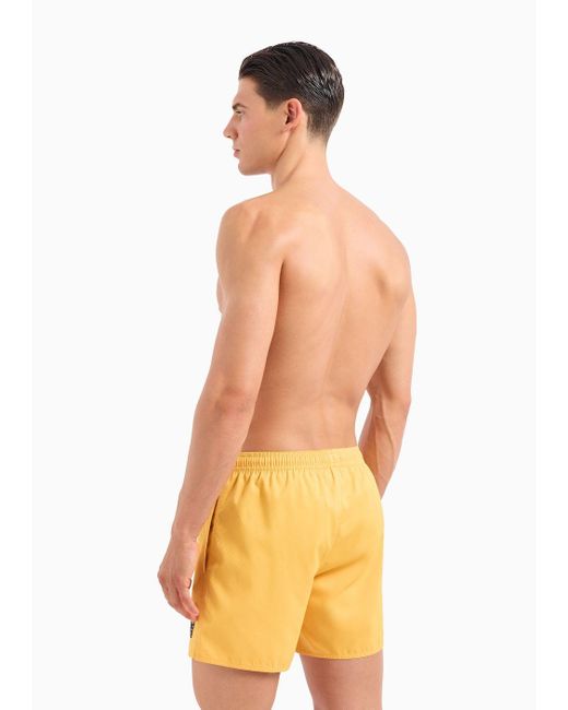 Emporio Armani Yellow Honeycomb Weave Fabric Swim Shorts for men