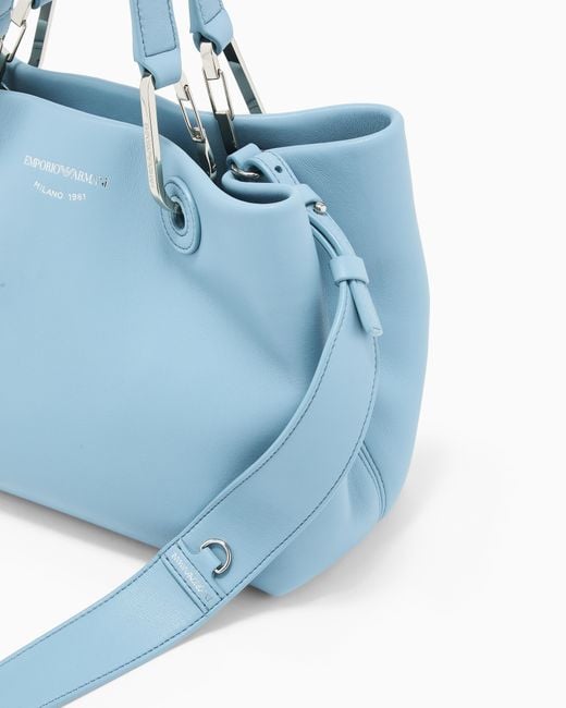 Emporio Armani Blue Nappa-Leather Small Myea Shopper Bag