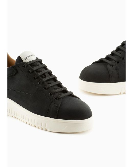 Emporio Armani Black Nubuck Sneakers With Knurled Soles for men