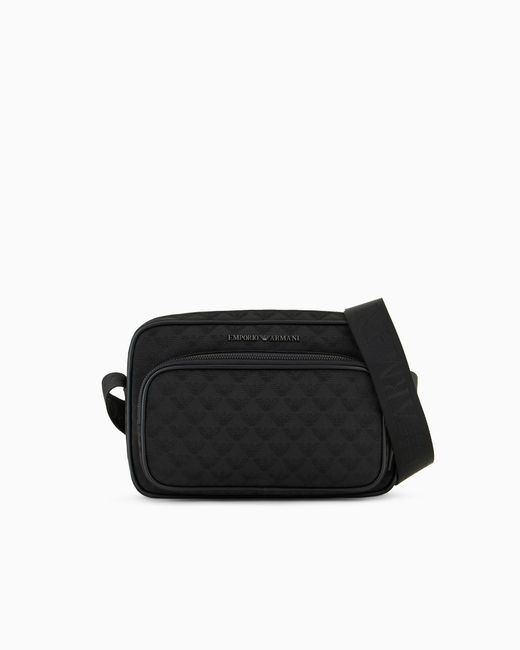 Emporio Armani Black Nylon Bag With An All-Over Jacquard Eagle Motif Essential for men