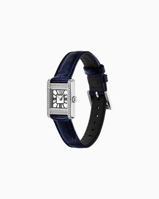 Emporio Armani Blue Two-Hand Leather Watch