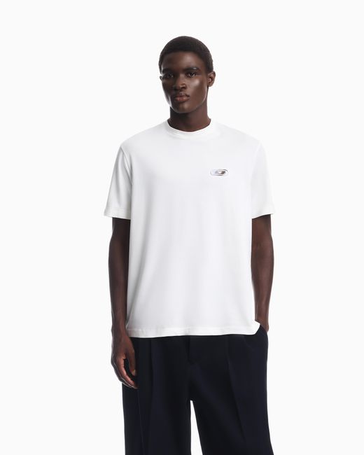 Emporio Armani White Jersey T-Shirt With Raised Soft-Touch Logo for men