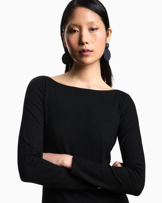 Emporio Armani Blue Boat Neck Jumper