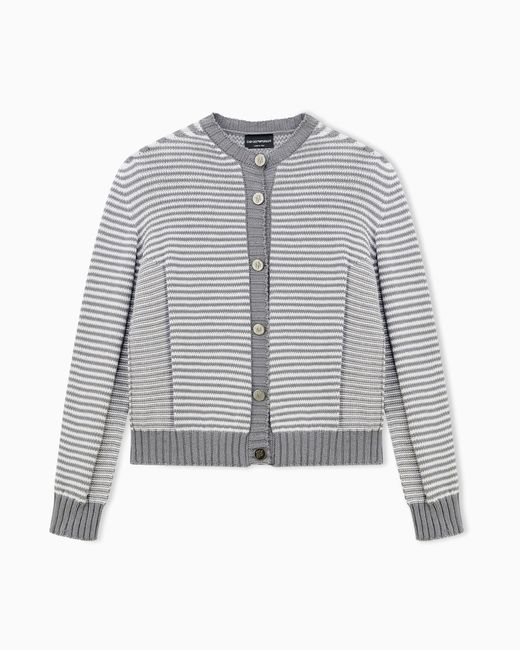 Emporio Armani Gray Signature Capsule Striped Cardigan