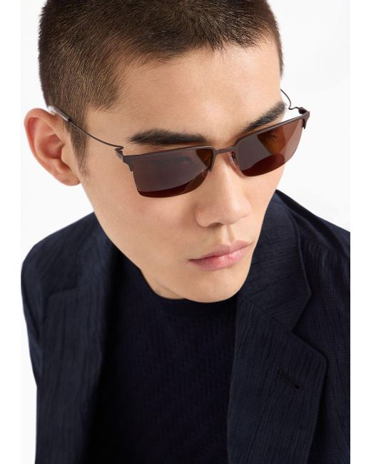 Emporio Armani White Square Sunglasses for men