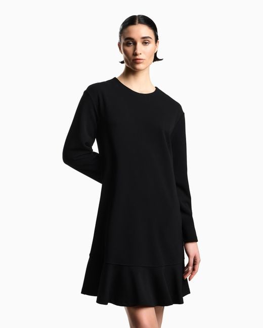 Emporio Armani Black Scuba Crêpe Scuba Dress With A Flounce
