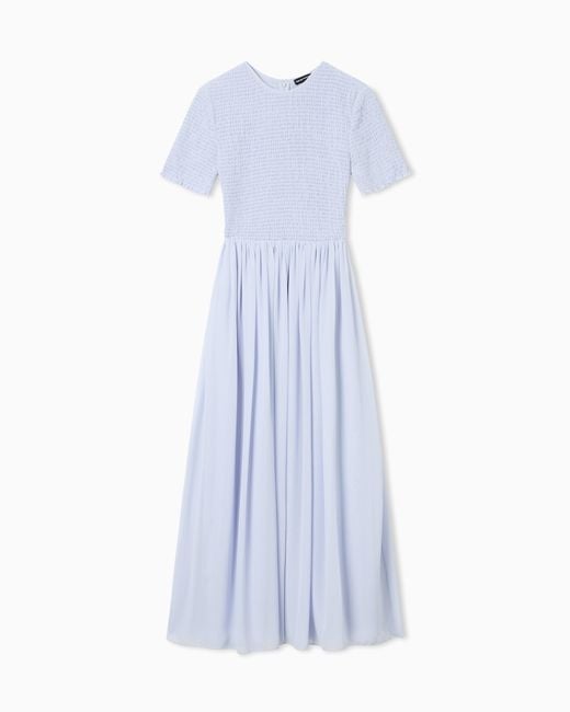 Emporio Armani Blue Short-Sleeved Long Dress