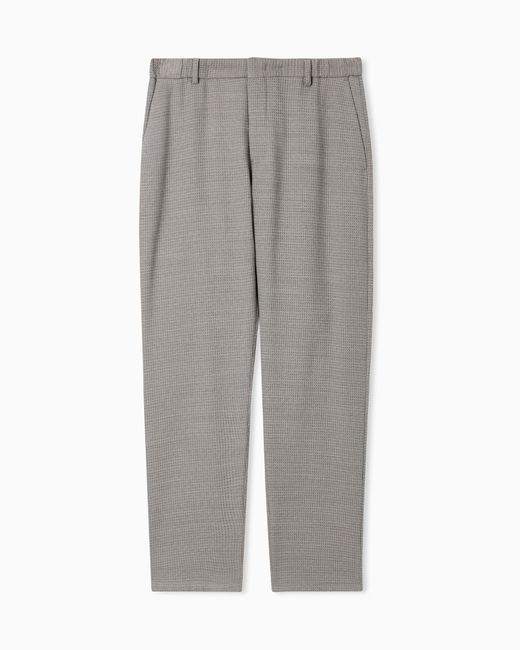 Emporio Armani Gray 3D Waffle-Effect Wool-Jersey Trousers for men