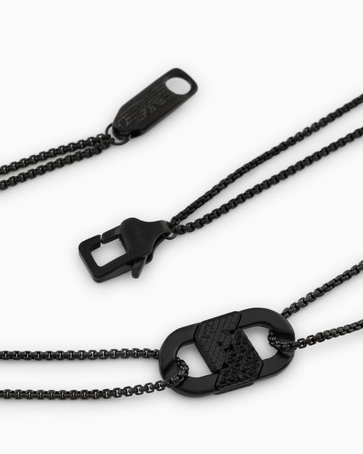 Collana Con Piastrina E Cristalli Neri di Emporio Armani in Metallic da Uomo