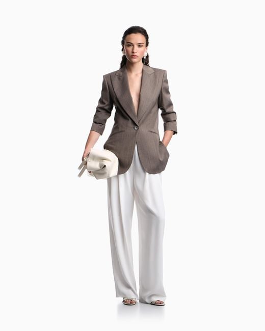 Emporio Armani Brown Light Wool Single-Breasted Jacket