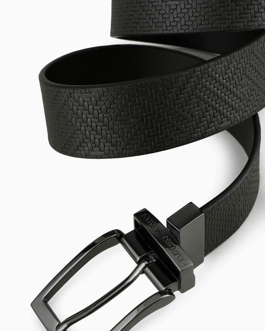Emporio Armani White Reversible Leather Belt for men