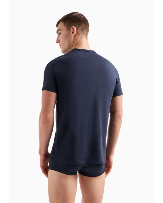 Emporio Armani Blue Two-pack Of Core Logo Band Loungewear T-shirts for men