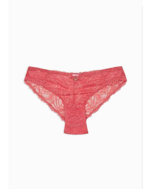 Emporio Armani Red Asv Eternal Lace Recycled Lace Briefs