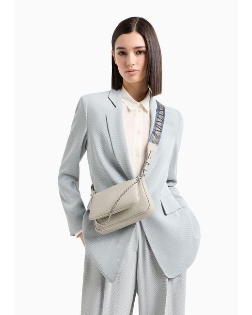Emporio Armani Gray Deer-print Double Mini Bag With Shoulder Strap