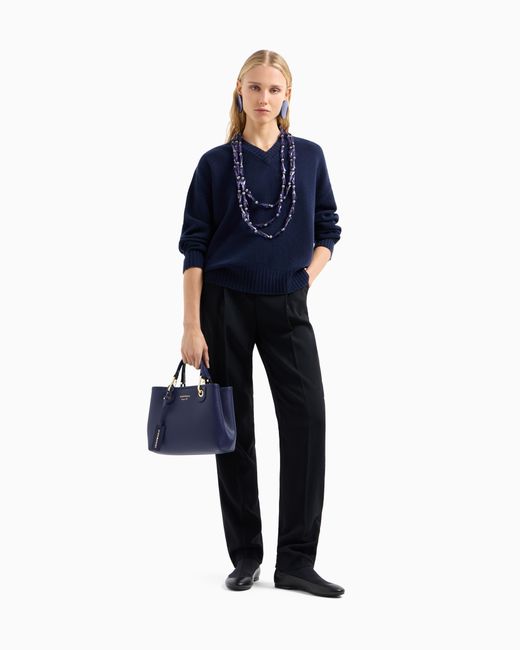 Emporio Armani Blue Kleiner Shopper Myea Mit Hirsch-Print