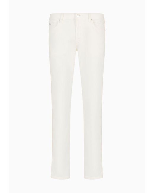 Emporio Armani White J06 Slim-fit Soft-dyed Bull-denim Jeans for men