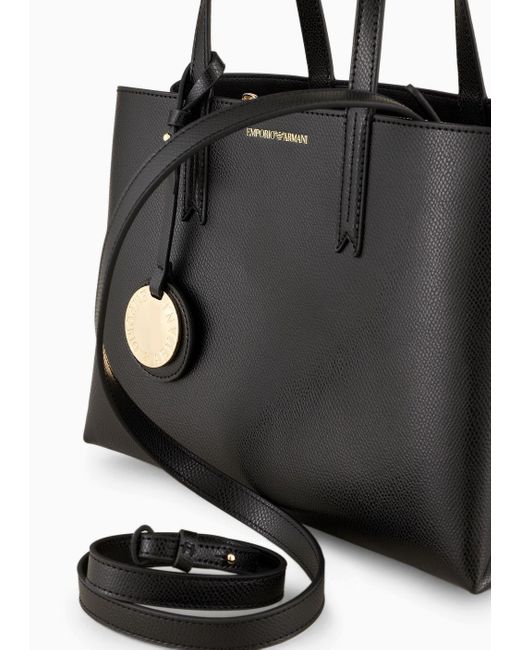 Emporio Armani Black Palmellato-finish Handbag With Charm