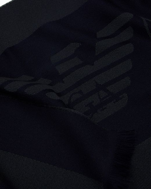 Emporio Armani Blue Logo Scarf for men