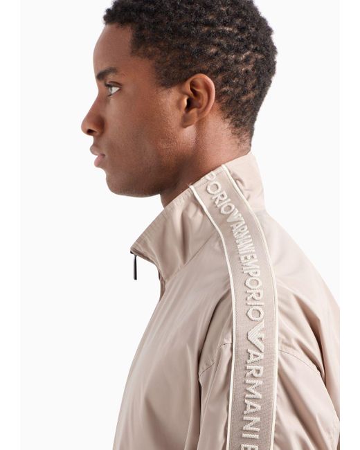 Emporio Armani Gray Full-zip Blouson In Light Nylon With Logo Tape for men
