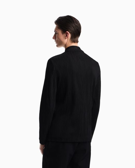 Emporio Armani Blue Pleated Effect Fabric Blazer for men