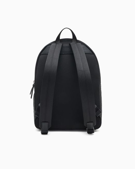 Emporio Armani Rucksack Aus Leder Geprägt Mit Allover-Adler in Blue für Herren