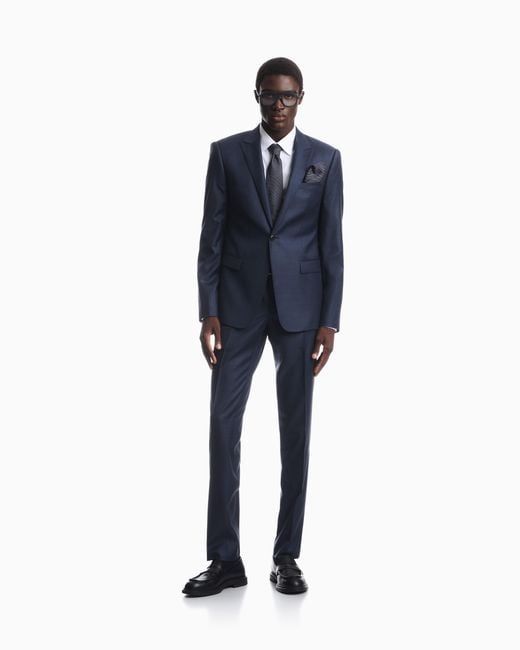 Emporio Armani Blue Single-Breasted Slim-Fit Suit for men