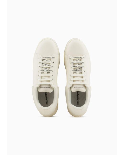 Emporio Armani White Leather Sneakers With Semi-transparent Back And Knurled Sole for men
