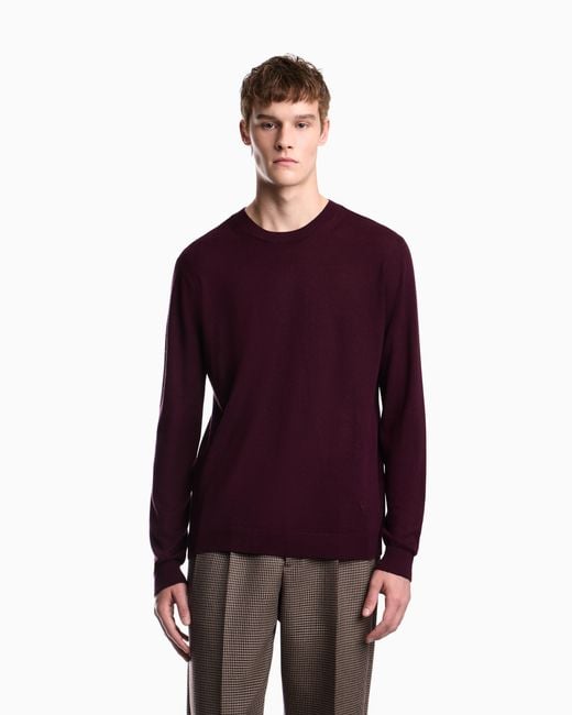 Emporio Armani Purple Silk And Cashmere Sweater for men