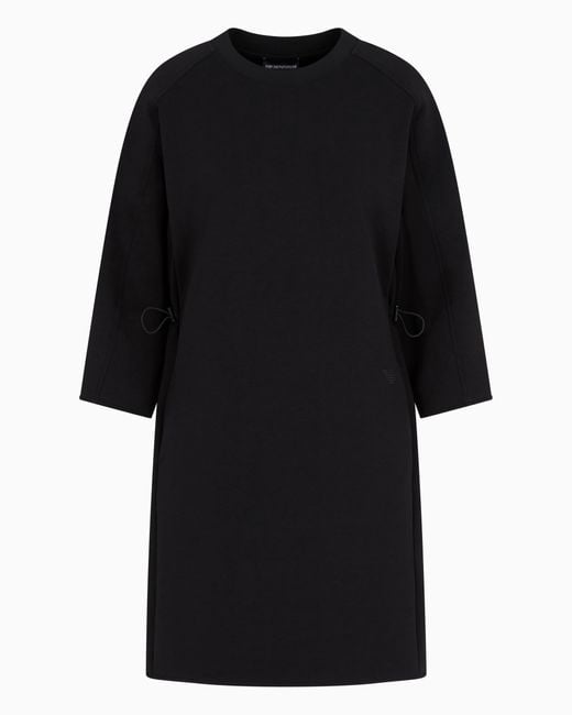 Emporio Armani Black Double-Jersey Drawstring Dress