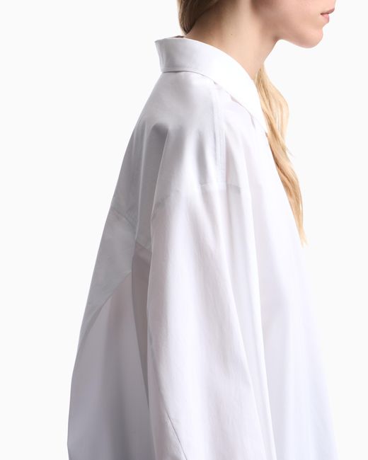 Emporio Armani White Cotton Poplin Shirt With A Pointed Collar And Long Sleeves