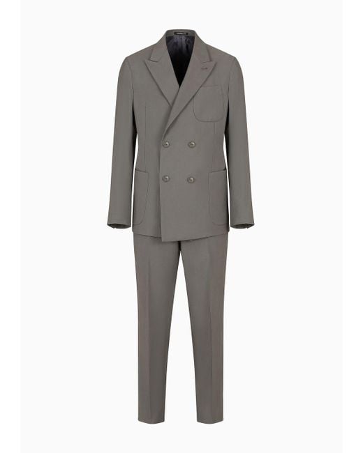 Emporio Armani Gray Double-breasted Suit In Flowing Peach-feel Rayon for men