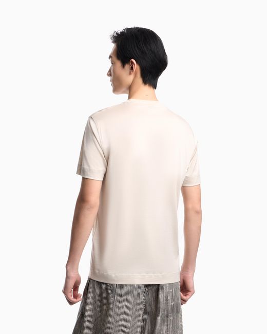 Emporio Armani Natural Slim-Fit Lyocell-Blend Jersey T-Shirt With Logo Patch for men