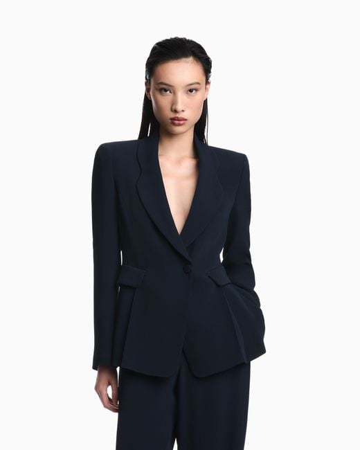 Emporio Armani Blue Single-Breasted Blazer