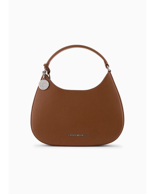 Emporio Armani Brown Asv Micro-grain Recycled Leather Hobo Bag