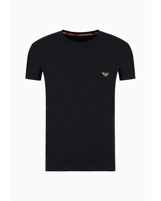 Camiseta De Estar Por Casa Slim Fit Con Estampado De Logotipo De Arcoíris Emporio Armani de hombre de color Black