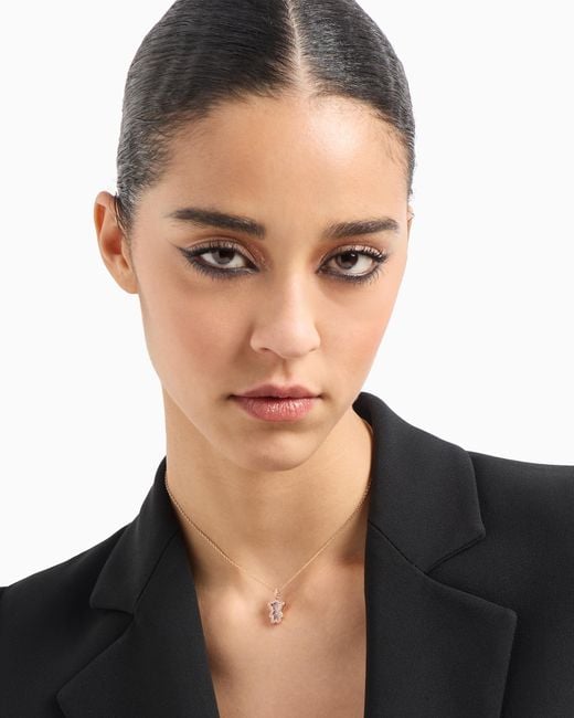 Emporio Armani Metallic Rose-Tone Brass Pendant Necklace
