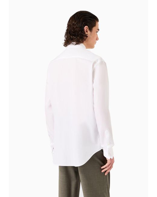 Emporio Armani White Cotton-poplin Shirt With Classic Collar for men