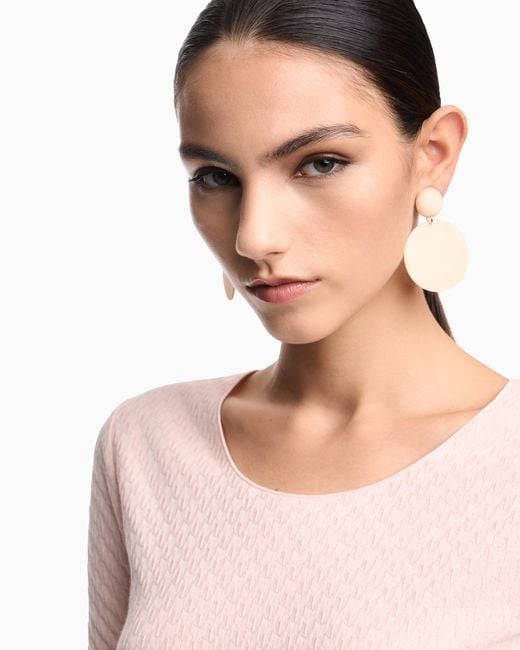 Emporio Armani Pink Jacquard Jersey Jumper With Embossed Pattern