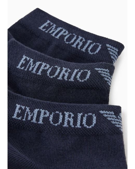 Emporio Armani 3er-pack Füßlinge Mit Jacquard-logo in Blue für Herren