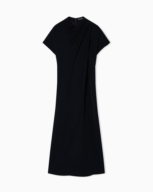 Emporio Armani Black Technical Cady Dress With Front Panel